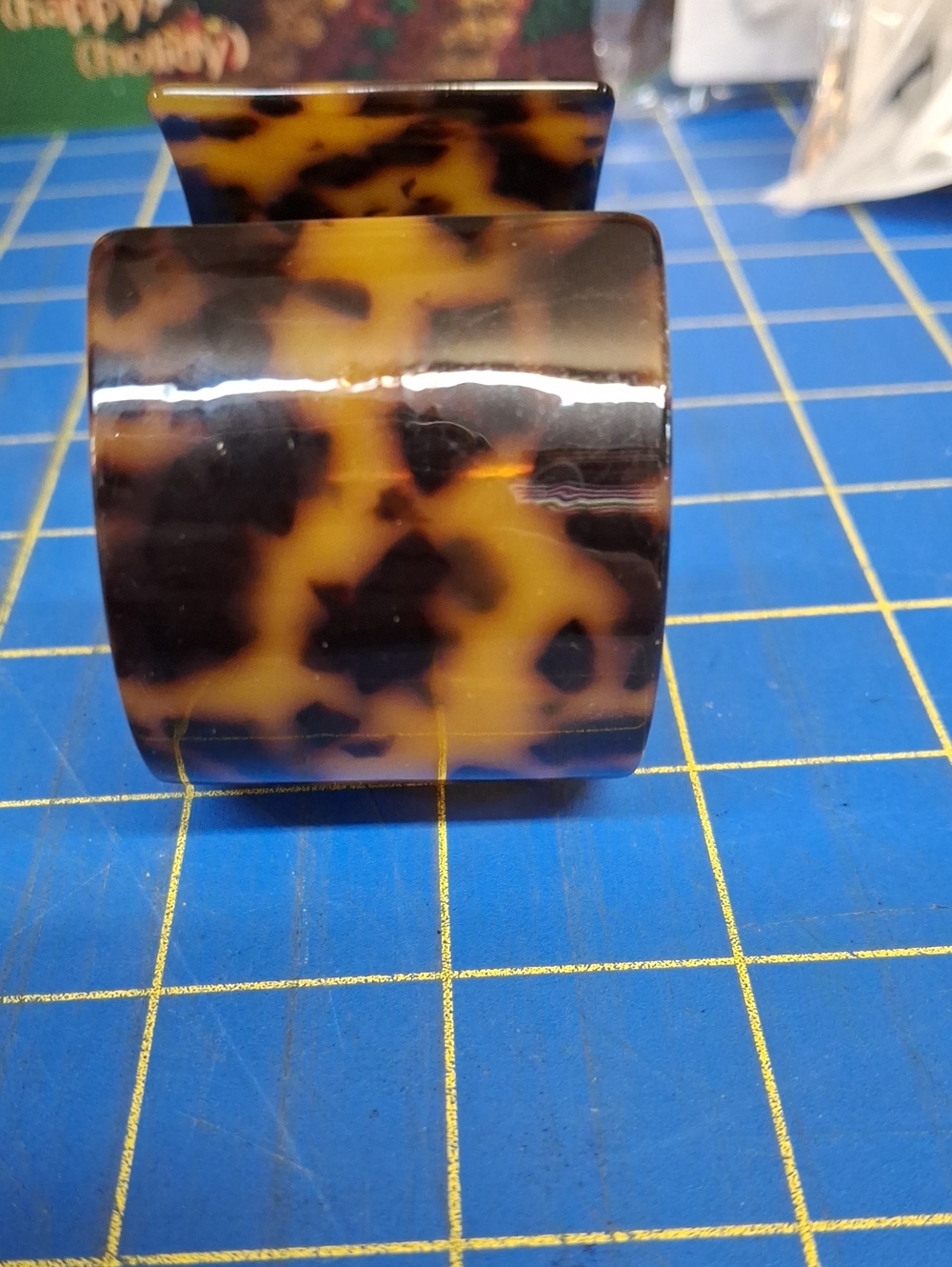 Tortoiseshell Pattern 3" x 2.25" Cuff Resin Bracelet - Brown - Picture 4 of 5